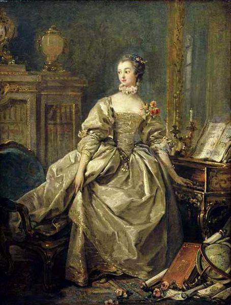 Francois Boucher Madame de Pompadour, la main sur le clavier du clavecin (1721-1764) oil painting picture